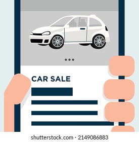 Online Buy And Sell Car Via Application Concept.