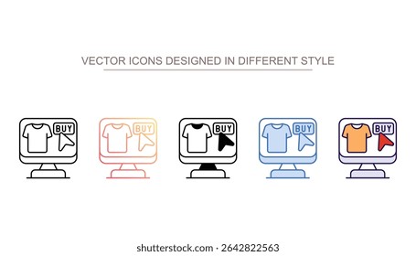 Online Buy T-Shirt icon design with white background stock illustration