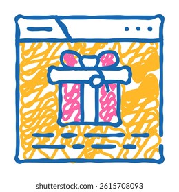 online buying gift doodle icon sketch vector. online buying gift sign. isolated symbol illustration