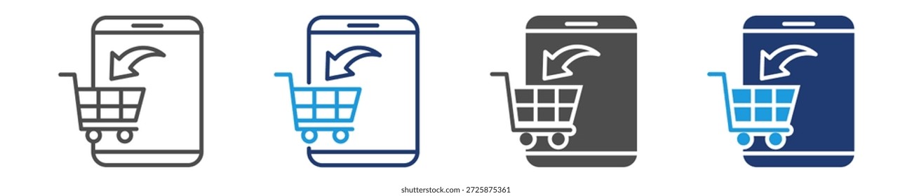 ícone de compra on-line definir vários estilos