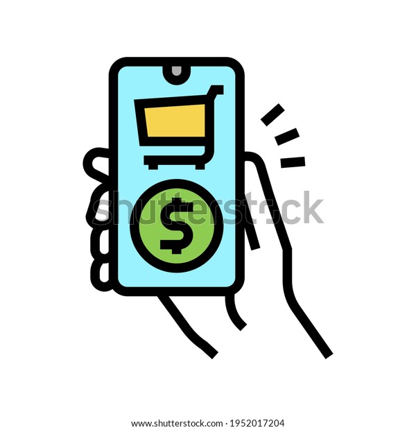 online buying phone app\
color icon vector. online buying phone app sign. isolated symbol\
illustration