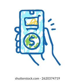 online buying phone app doodle icon sketch vector. online buying phone app sign. isolated symbol illustration