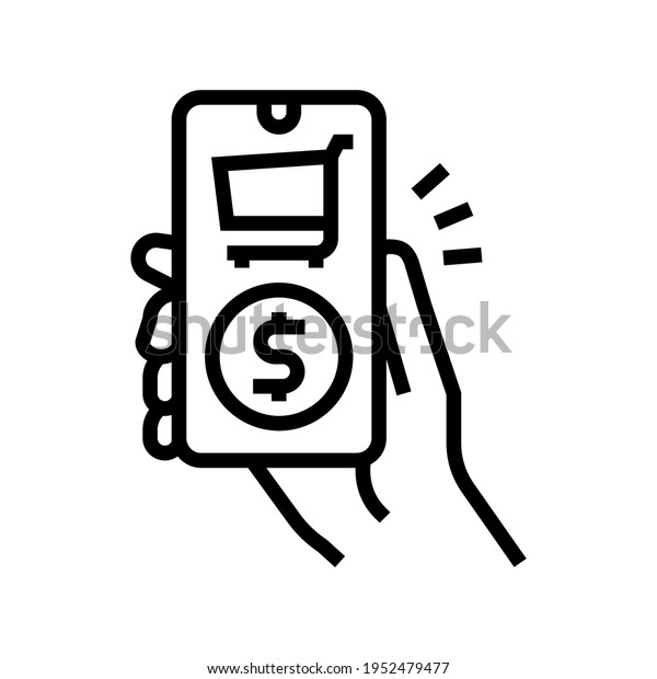 online buying\
phone app line icon vector. online buying phone app sign. isolated\
contour symbol black\
illustration