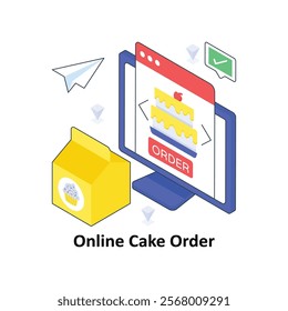 Online Cake Order isometric Colored illustration. EPS File stock illustration