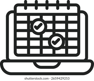 Vektorbild des Online-Kalendersymbols. Geeignet für mobile Apps, Web-Apps und Printmedien.