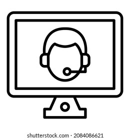 Imagen vectorial del icono Centro de llamadas en línea. También se puede usar para aplicaciones web, aplicaciones móviles y medios impresos.