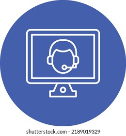 Imagen vectorial de icono de círculo de línea Centro de llamadas en línea. También se puede usar para aplicaciones web, aplicaciones móviles y medios impresos.