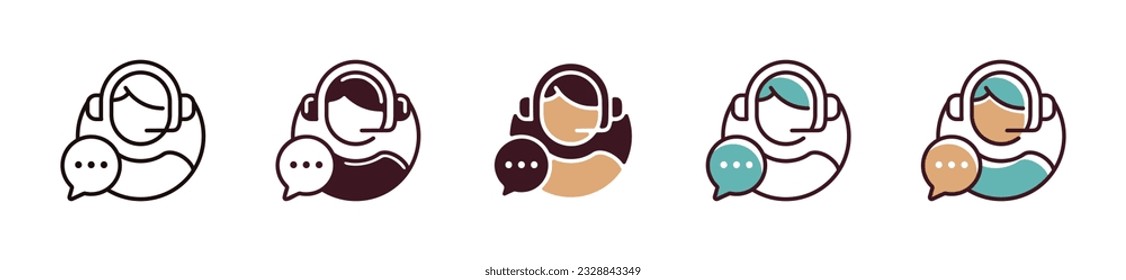 online call center for live support and service icon set vector client care assistance symbol illustration