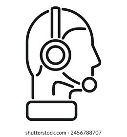 Online-Call-Center-Operator Symbol-Gliederungs-Vektorgrafik. Person arbeitet. Rede online