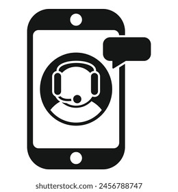 Online-Anruf-Chat-Support-Symbol einfache Vektorgrafik. Arbeitsgespräch. Kommunikation online