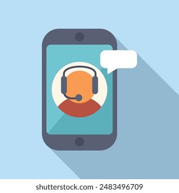 Online call chat support icon flat vector. Work talk. Communication online