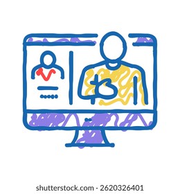 online call with customer doodle icon sketch vector. online call with customer sign. isolated symbol illustration