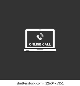 online call icon vector. online call sign on black background. online call icon for web and app