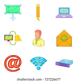 Online call icons set. Cartoon set of 9 online call vector icons for web isolated on white background
