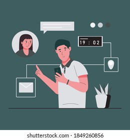 online call for meet with someone concept illustration