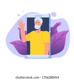  Online call with parents  during COVID-19 disease outbreak. Quarantine concept Vector illustration.
