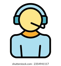 Online call support icon outline vector. Custom offer. Store pay color flat