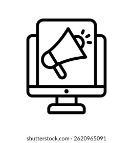 Icono de esquema del Vector de la campaña en línea. Archivo Eps10 