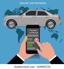 online car booking concept, vector illustration