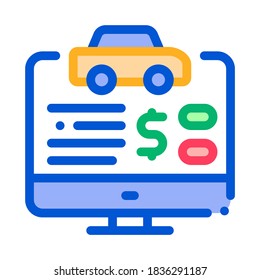 Online Car Buy Icon Vector. Outline Online Car Buy Sign. Isolated Contour Symbol Illustration