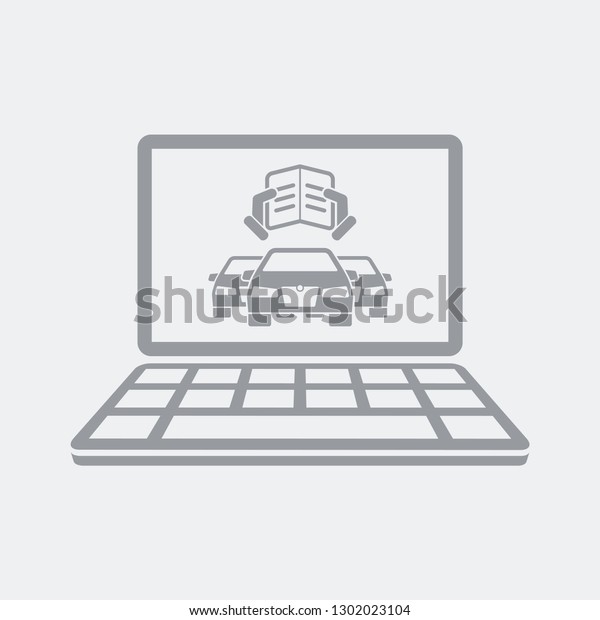 Online car document on\
laptop - Flat and isolated vector illustration icon with minimal\
and modern design