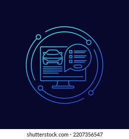 online car registration icon, linear design