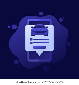 online car registration icon with a mobile phone, vector design