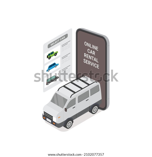 Online car rent service flat design concept\
vector illustration