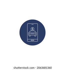 Online-Auto verkaufen Symbol Vektorgrafik in Kreis