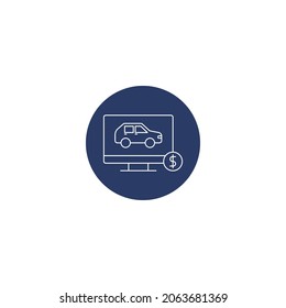 Online-Auto verkaufen Symbol Vektorgrafik in Kreis
