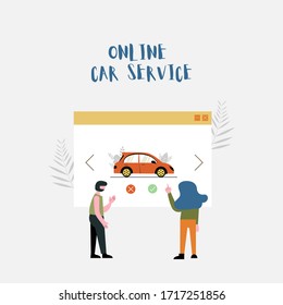 Online car service concept vector illustration in flat modern style 