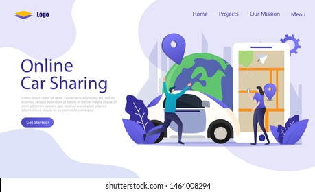 Online Car Sharing Vector Illustration Concept , Suitable for web landing page, ui, mobile app, editorial design, flyer, banner, and other related occasion
