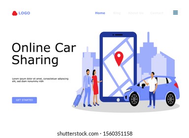 Online Car Sharing Vector Illustration Concept , Suitable for web landing page, ui, mobile app, editorial design, flyer, banner, and other related occasion