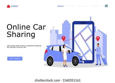 Online Car Sharing Vector Illustration Concept , Suitable for web landing page, ui, mobile app, editorial design, flyer, banner, and other related occasion