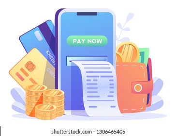 Online Card Payment Concept ,Easy Payments with People Characters. Easy Edit and Customize, Money transfer, Mobile Wallet concept for banner, mobile app, landing page, presentation