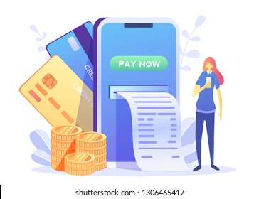 Online Card Payment Concept ,Easy Payments with People Characters. Easy Edit and Customize, Money transfer, Mobile Wallet concept for banner, mobile app, landing page, presentation