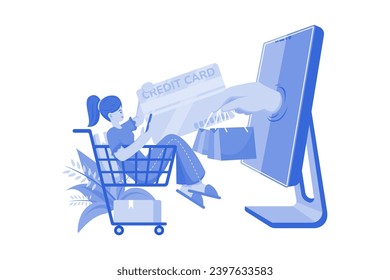 Online card payment Illustration concept on a white background