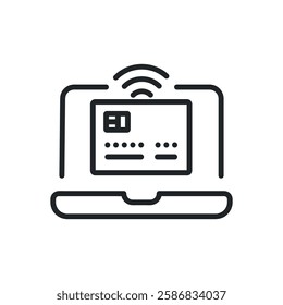 Online card payment thin line icons. Editable stroke and Perfect pixel on transparent background