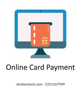 Icono plano de diseño del vector de pago de tarjeta en línea. Símbolo de comercio y compras sobre fondo blanco Archivo EPS 10