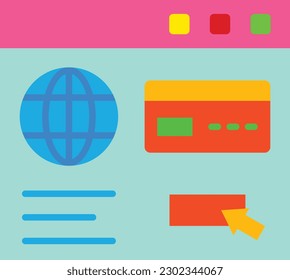 Icono vectorial de pago con tarjeta en línea. Se puede usar para imprimir, móviles y aplicaciones web.