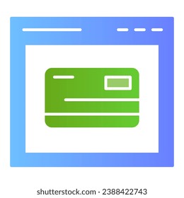 Online card registration flat icon. Web shopping color icons in trendy flat style. Computer browser and credit card gradient style design, designed for web and app. Eps 10