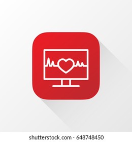 Online Cargiology, E-health application for mobile phone. Line flat vector icon, button and website design. Illustration isolated on white background. EPS 10 design, logo, app, infographic.
