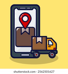 Online cargo icon. Logistic and delivery services concept. Isolated on premium design.  Flat cartoon vector illustration. 