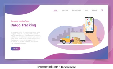 online cargo tracking for website template or landing homepage design campaign