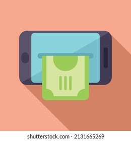 Vector plano de icono de efectivo en línea. Dinero telefónico. Servicio digital