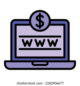 Online cash icon outline vector. Money payment. World app