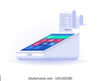 Online Cashbox. Electronic Receipt Or Invoice. Digital Bill For Mobile Internet Banking Concept. Online Transaction Via Smartphone. Website Or Webpage Layout Template. Vector Illustration.