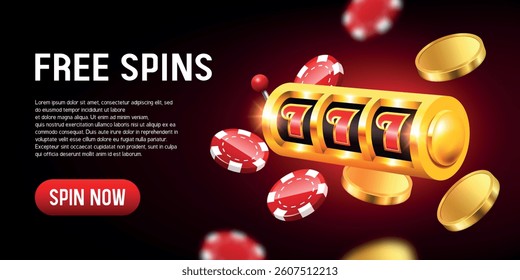 Online casino. 3D banner for website. Vector illustration.
