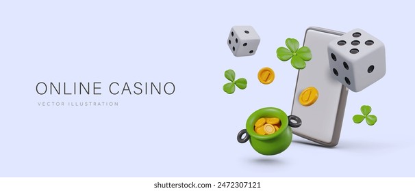 Online casino application advertisement in cartoon style