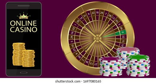 online casino banner on a maroon background. vector illustration.